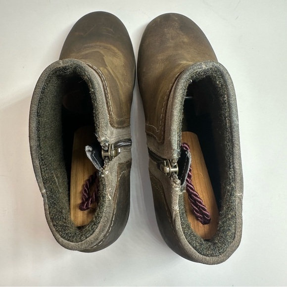 Keen Leather Booties Wedge Heel Chukka Boots Taupe Brindle Sz 8 38.5 Brown Lined - Picture 5 of 9